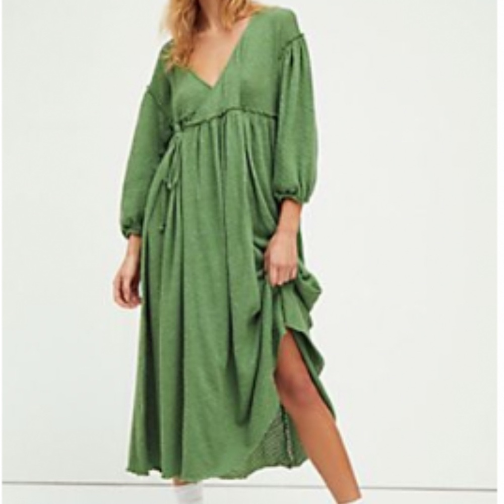 Free People “Beach” Maxi Dress, Green, Size Small